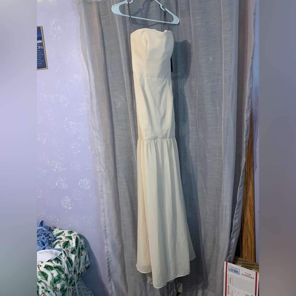 Size 4, strapless cream dress by Vera Wang